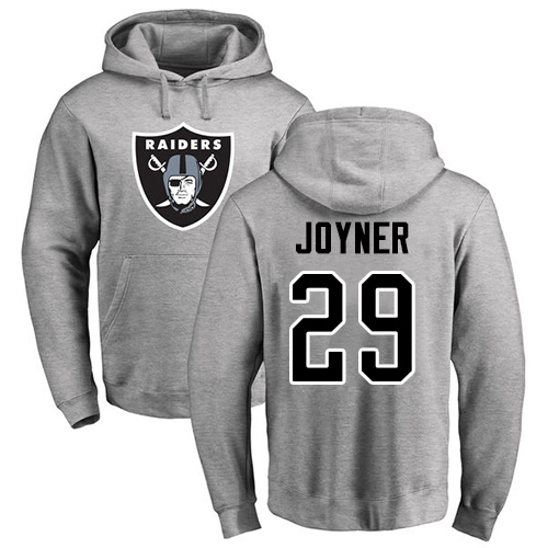 Men Oakland Raiders Ash Lamarcus Joyner Name and Number Logo NFL Football #29 Pullover Hoodie Sweatshirts->nfl t-shirts->Sports Accessory